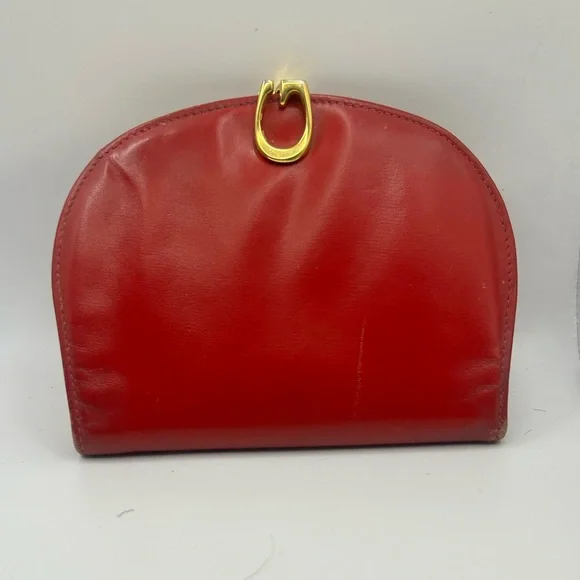Gucci Vintage Red Leather Half-Moon Clutch with Gold hardware - Picture 1 of 16